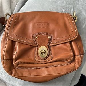 COACH F12854 LEGACY LEATHER FLAP BROWN PURSE